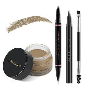 lot 263 image: LAVONE Eyebrow Pen Makeup Kit, with Waterproof Eyebrow Pencil, Eyeliner, Pomade, and Brow Brush, Smudge-Proof and Long Lasting, Create Full and Natural Brows, Dark Blonde - Retail $15