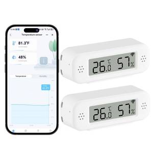 lot 268 image: eMylo WiFi Thermometer Hygrometer Sensor, Smart Wireless Indoor Temperature Humidity Monitor with App Alerts, Free Data Storage Export, for Home Room Pet Greenhouse, Compatible with Alexa, 2 PCS - Retail $26