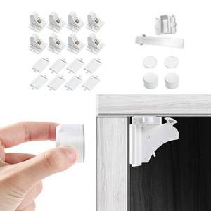 lot 279 image: Vmaisi Adhesive Magnetic Cabinet Locks for Babies (8 Locks and 2 Keys) - Retail $22