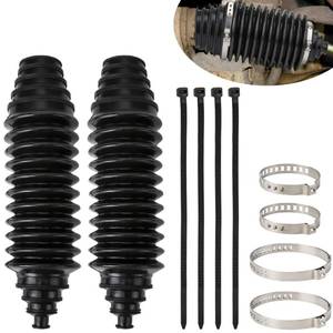 lot 281 image: Steering Rack Boot Kit, Universal Steering Rack and Pinion Tie Rod Boots, Dustproof Silicone Inner Tie Rod Boot Set with Rack and Pinion Bellow Cable Ties and Clamps (Black) - Retail $12