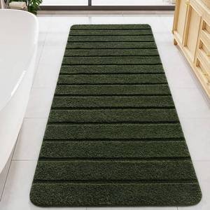 lot 284 image: LOCHAS Long Bathroom Rugs Runner, 24 x 60 Large Bath Rug Non Slip Washable, Absorbent Microfiber Bath Mat Luxury Soft, Cozy Bathroom Runner Rug for Shower Quick Dry, Olive Green - Retail $27