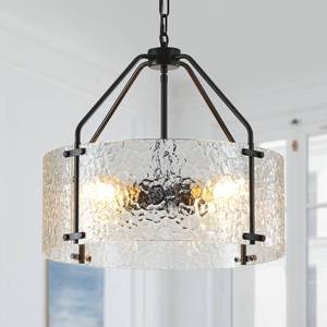 lot 285 image: Blhxian Glass Drum Chandelier for Dining Room 18 Entryway Light Fixture 4-Light Kitchen Chandeliers Over Table Bedroom Light Fixture for Living Room Hallway Foyer Kitchen - Retail $149