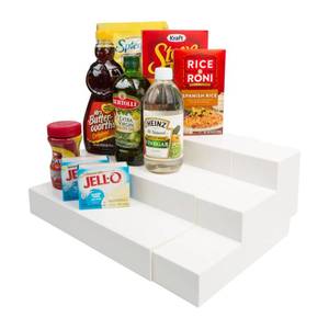 lot 290 image: Dial Industries 3 Tier Adjustable Canned Goods Shelves for Kitchen Cabinet and Pantry Organization, Mega - Retail $25