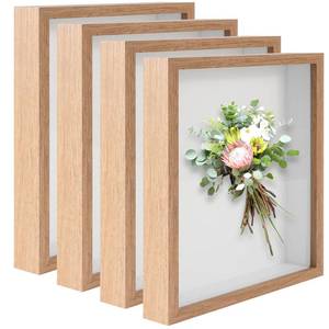lot 291 image: 4 Pack 8x 10 Shadow Boxes Frame Display Cases Wood Deep Shadowbox for Photos, Dried Flowers, Handicrafts Picture Frames for Wall Tabletop (Wood, 8x10) - Retail $29