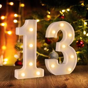 lot 299 image: 13th Birthday Decorations for Girls Boys,13th Birthday Party Decorations for Centerpieces Table,Light Up Numbers 13 Sign for Party Backdrop Wall Decor for 13 Wedding Anniversary Decoration - Retail $13