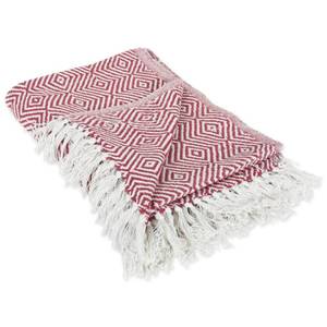 lot 304 image: DII Diamond Throw Collection Woven Cotton, 50x60, Barn Red - Retail $14