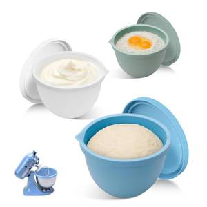 lot 315 image: MGVK 5 Qt Tilt-Head silicone liners for kitchenaid stand mixer, Silicone Bowl Liners with Lids, Kitchen Aid Accessories and Attachments for Baking and Cooking (3pcs GreenBlueWhite)