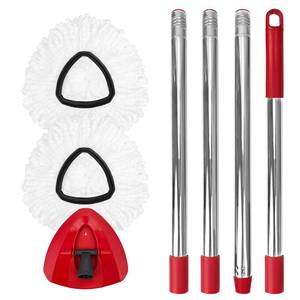 lot 325 image: Nuorest Spin Mop Replacement Set for O-Ceda EasyWring 1-Tank System, Includes 2 Mop Head Replacement, 1 Mop Handle (30-58in Adjustable 4-Section Pole), 1 Spin Base - Retail $18