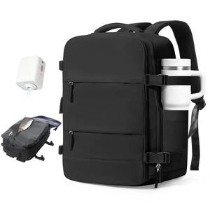lot 343 image: Vacuum Travel Backpack with Pump Women,Personal Item Carry on Backpacks Flight Approved 18x14x8 inches Men,Laptop Waterproof Work Compression bags Casual Daypack Mochila de Viaje Compresion al Black - Retail $50