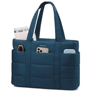 lot 344 image: LOVEVOOK Tote Bag for Women, Large Puffer Work Tote Laptop Bag, Lightweight Travel Tote Bag with Zipper Gifts for Women - Retail $40