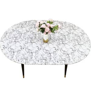 lot 347 image: Pioggia Oval Vinyl Fitted Tablecloth with Flannel Backing Elastic Table Cloth Waterproof Oil-Proof Plastic Table Cover Best for Up to 48 x 68 - Retail $19