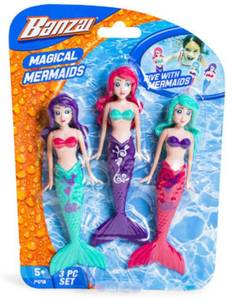lot 373 image: Fun Stuff Banzai Spring and Summer 3 Piece Magical Mermaid Dolls, in Assorted Colors - Retail $24