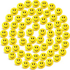 lot 383 image: Skylety 100 Pieces Mini Smile Face Stress Balls Funny Stresbe Happy Foam Soft Colored Smile Toys for Adults 1.2 Inch Relief Balls for Anxiety(Yellow) - Retail $27