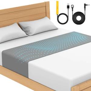 lot 394 image: Grounding mat for Bed 90% Organic Cotton10% Pure Silver Fiber, Grounding Sheets for All Mattress Sizes, with Static grounding Cord and Test Pen (Gray, 105.4  23inch)