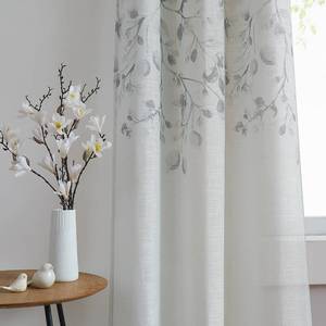 lot 397 image: Central Park Leaf Floral Print Metallic Sheer Window Curtain Panel for Rustic Living RoomBedroom Sparkling Decorative 6 Grommets Top Drape Panels Farmhouse Curtains, Gray Tan,40 x 84x2, 2 PK - Retail $30