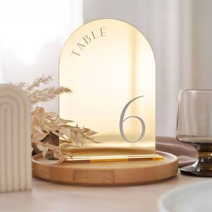 lot 407 image: ZICOTO Beautiful Gold Wedding Table Numbers with Stands - Elegant Double Sided 5x7 inch Acrylic Signs Numbered 1-15 - The Perfect Decor for Your Wedding Reception Or Events - Retail $27