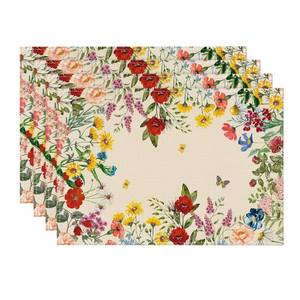 lot 408 image: Artoid Mode Vintage Floral Spring Placemats Set of 4, 12x18 Inch Seasonal Holiday Table Mats for Party Kitchen Dining Decoration - Retail $7