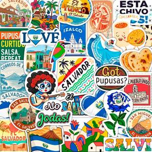 lot 412 image: 100Pcs El Salvador Stickers for Water Bottle -Salvadoran Stickers - El Salvador Party Decorations, Favors - Gift for Women & Men - Retail $10