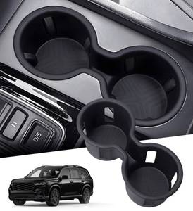 lot 418 image: KATORN Center Console Cup Holder Inserts for Honda Pilot 2023-2026 & PassportRidgeline 2024-2026, Interior Accessories TPE Car Cup Holder Cover for 23-26 Pilot & 24-26 PassportRidgeline, Black - Retail $20