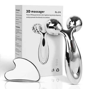 lot 420 image: Lanfixilly Stainless Steel Gua Sha and Face Roller Set, Facial Tool for Face Sculpting, Metal Skin Care, Massager for Women - Retail $10
