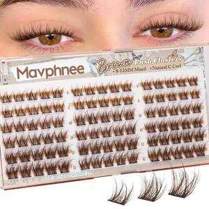 lot 423 image: 8-10-12MM Brown Lash Clusters Short Eyelash Clusters Wispy Fluffy Cluster Lashes Extensions Dark Brown Natural Cluster Eyelash Extensions C Curve DIY Lash Pack - Retail $9