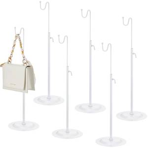 lot 20919 image: Therwen 6 Pcs Bag Display Stands Purse Display Stand Adjustable Height Handbag Holder for Home Boutique Store Counter Retail(White) - Retail $45