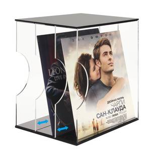 lot 20920 image: MISSING MIDDLE DIVIDERS LANXGNAN Acrylic Vinyl Record Storage Display Case, Albums Holder Stand, Black with Clear Acrylic Dividers (35  33  16cm)