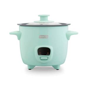 lot 20941 image: Dash Mini Ceramic Rice Cooker - Designed for Single-Serve Cooking - Compact Rice Cooker with Nonstick Removable Pot, Keep Warm Function & Easy-to-Clean Sleek Design - Aqua Ceramic - Retail $25