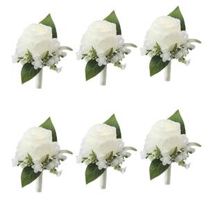 lot 20944 image: Meldel White Boutonniere for Men Wedding,Set of 6,Groomsmen Groom and Best Man Boutonniere for Wedding Prom, Rose Boutonniere for Men Wedding Ceremony Anniversary Party Homecoming - Retail $22