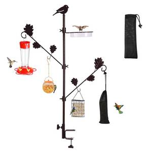 lot 20970 image: ERYTLLY Deck Bird Feeder Station Kit, Wild Bird Feeding Station for Outside Hanging Plants Holder Deck Pole Porch Multi-Hook Bird Feeder with Water Bowl for Attracting Birds - Retail $19