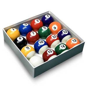 lot 20972 image: HMQQ Billiard Balls Set, Regulation Size 2-14 Pool Table Balls with Polished Finish, Complete 16 Ball Resin Set with Cue Ball - Retail $26