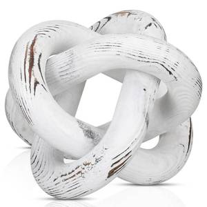 lot 20975 image: Yalikop 3 Link Wood Knot Decor Rustic Home D�cor Accents Hand Carved Coffee Table Decoration, Boho Chain Link Decoration, Modern Shelf, Rustic Objects for Home Living Room Bedroom(Retro White) - Retail $16