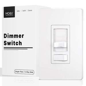 lot 20978 image: MOES Dimmer Light Switch, 3 Way & Single Pole Dimmable for LED, CFL, Incandescent, Halogen, 600Watt Max, ONOff with Dimming Slide for Bedroom Hallway, No Neutral Wire Required - Retail $13