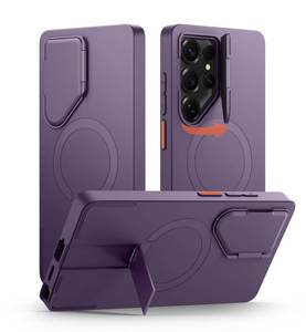 lot 20984 image: SURITCH for Samsung Galaxy S25 Ultra Phone Case, Magnetic Protective Cover with Camera Cover & Adjustable Metal Kickstand for Galaxy S25 Ultra (2025)-Dark Purple - Retail $30