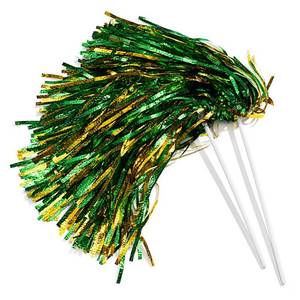 lot 20993 image: Andersons Metallic Green and Gold Foil Textured School Spirit Shakers, Cheerleader Pom Poms, Football, Basketball, Homecoming Squad, Team, Party, Dance, Club, Performance, Celebration Pack of 10 - Retail $20