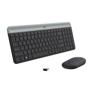 lot 20999 image: LETTER N KEY BROKEN Logitech MK470 Slim Wireless Keyboard and Mouse Combo - Modern Compact Layout, Ultra Quiet, 2.4 GHz USB Receiver, Plug n Play Connectivity, Compatible with Windows - Graphite - Retail $35