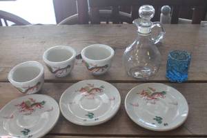 lot 1038 image: Vtg. Blue Glass Toothpick Holder & More