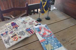 lot 1096 image: Vtg. Red, White & Blue Patches, KS Flags & More