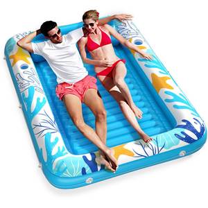 lot 24810 image: Inflatable Tanning Pool Lounger Float - Jasonwell 4 in 1 Sun Tan Tub Sunbathing Pool Lounge Raft Floatie Toys Water Filled Tanning Bed Mat Pad for Adult Blow Up Kiddie Pool Kids Ball Pit - Retail $35
