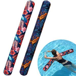 lot 24813 image: 2 Pack Inflatable Pool Noodle Floats, 54 Large Soft Thick Fabric Covered Pool Noodles, Premium Buoyancy for Lake and Swimming Pool Floating, Yellow and Green Heavy Duty Jumbo Pool Noodles 6 inch