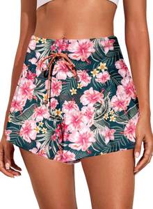 lot 28992 image: Aleumdr Womens Swim Short High Waisted Board Short Tummy Control Beach Shorts Flowy Skirt Shorts Swim Bottoms with Liner Floral Medium