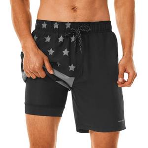 lot 28993 image: HODOSPORTS Mens Swimsuit Trunks 7 Quick-Dry Swim Shorts with Compression Liner and Zipper Pockets (X-Large, American Flag) - Retail $29