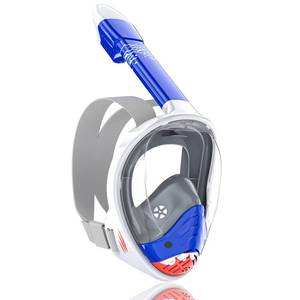 lot 29008 image: QingSong Kids Snorkel Mask Full Face, Snorkeling Set with Camera Mount, 180 Degree Panoramic View Snorkeling Gear Anti-Fog Anti-Leak - Retail $28