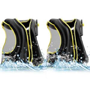 lot 29009 image: Leyndo 2 Pcs Inflatable Snorkel Vest for Adult, Portable Lightweight Inflatable Jacket for Women Men Snorkeling Kayaking Canoeing Swimming, Suitable for 90-220lbs(Black) - Retail $41