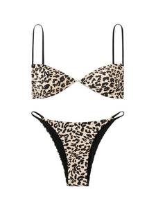 lot 29019 image: SOLY HUX Bathing Suit for Women Leopard Print Bikini Sets Two Piece Swimsuit Multi Leopard Print X-Small - Retail $37