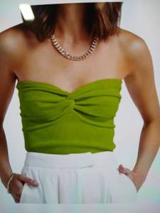 lot 29026 image: Tube Top Knit Twist Knot Corset Crop Top Green Small