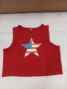 lot 29030 image: Womens Red Patriotic Star Crop Tank Large