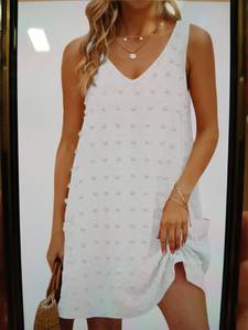 lot 29032 image: Urchies Womens Swimsuit Cover Casual Sundress White with Black Trim Large