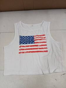 lot 29056 image: Womens Patriotic Flag Crop Tank Top White Large