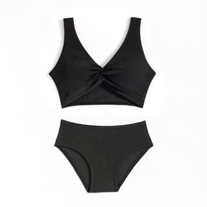 lot 29074 image: J�E Sterguard Girls Two Piece Swimsuits Teen Bikini with Removable Bra Padded Girls Swimwear Ribbed Bikini Criss Cross Girl Swimsuits Size 13Y Black - Retail $20